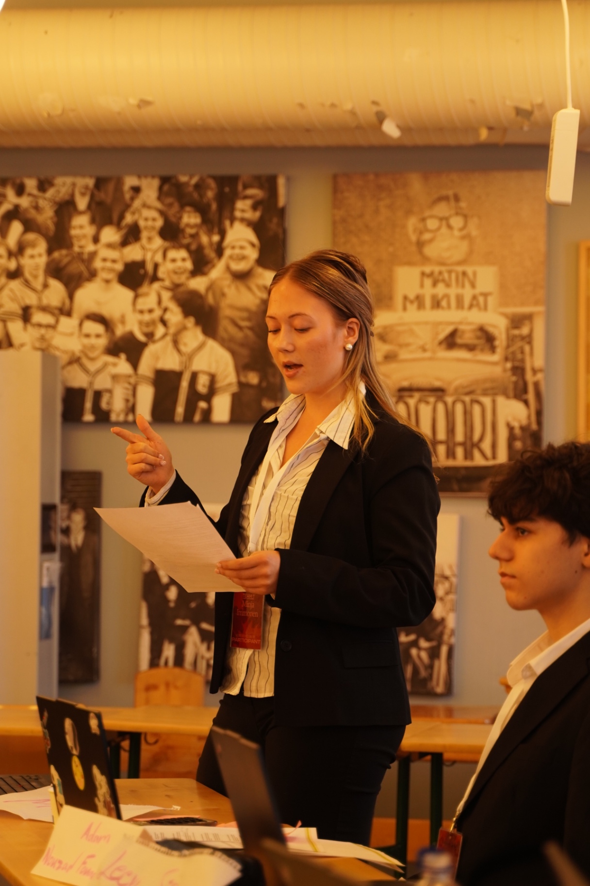 A student delivering an opening statement during a HYMT 2026 round
